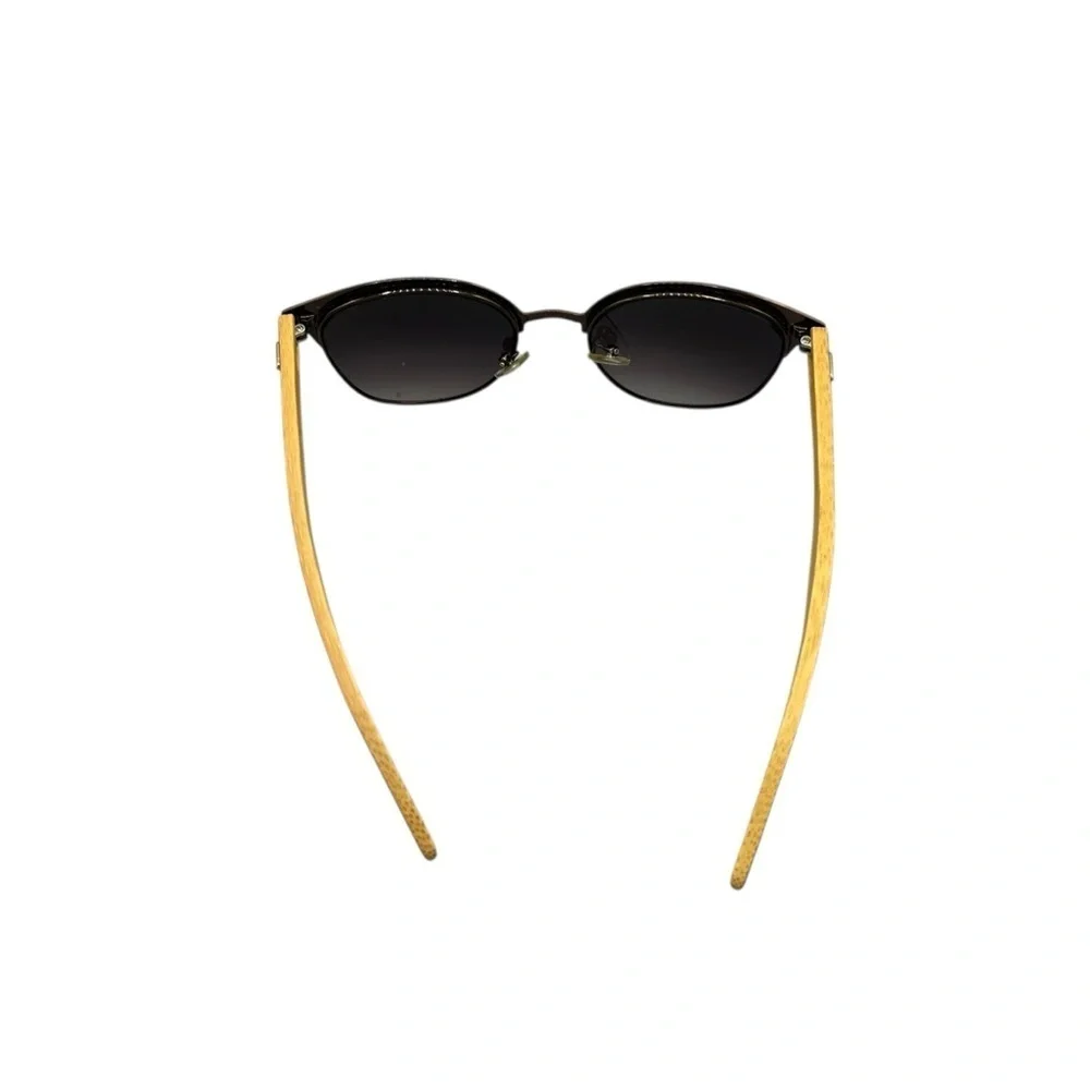 Bamboo Wood & Bronze Round Sunglasses – Gradient Lenses, Unisex Vintage Style